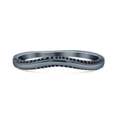 Curved Shape Half Eternity Dainty Oxidized Band Thumb Ring (2mm)