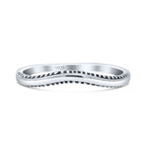 Curved Shape Half Eternity Dainty Oxidized Band Thumb Ring (2mm)