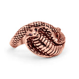 Antique Cobra Snake Animal Oxidized Serpent Artisan Stylish Band Solid 925 Sterling Silver Thumb Ring (15.6mm)