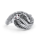 Antique Cobra Snake Animal Oxidized Serpent Artisan Stylish Band Solid 925 Sterling Silver Thumb Ring (15.6mm)