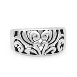 Filigree Open Swirl Designer Friendly Traditional Oxidized Fashion Band Solid 925 Sterling Silver Thumb Ring (10mm)