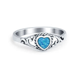Filigree Heart Ring Oxidzied Simulated Cubic Zirconia 925 Sterling Silver