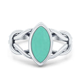 Solitaire Marquise Halo Wedding Engagement Ring Simulated Cubic Zirconia 925 Sterling Silver