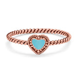 Petite Dainty Heart Promise Ring Band Oxidized Braided 925 Sterling Silver
