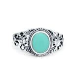 Vintage Antique Style Round Simulated Turquoise Cubic Zirconia 925 Sterling Silver