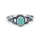 Art Deco Vintage Oval Simulated Turquoise Cubic Zirconia Ring 925 Sterling Silver