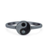 Yin Yang Ring Oxidized Band Solid 925 Sterling Silver Thumb Ring (8mm)