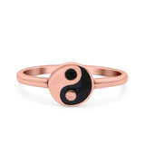 Yin Yang Ring Oxidized Band Solid 925 Sterling Silver Thumb Ring (8mm)