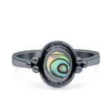 Petite Dainty Round Solitaire Promise Ring Band Oxidized Braided 925 Sterling Silver