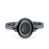 Petite Dainty Round Solitaire Promise Ring Band Oxidized Braided 925 Sterling Silver