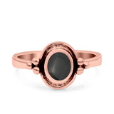 Petite Dainty Round Solitaire Promise Ring Band Oxidized Braided 925 Sterling Silver