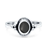Petite Dainty Round Solitaire Promise Ring Band Oxidized Braided 925 Sterling Silver