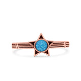 Star Petite Dainty Round Promise Ring Band Oxidized Braided 925 Sterling Silver (8mm)