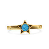 Star Petite Dainty Round Promise Ring Band Oxidized Braided 925 Sterling Silver (8mm)