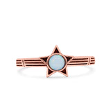 Star Petite Dainty Round Promise Ring Band Oxidized Braided 925 Sterling Silver (8mm)