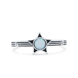 Star Petite Dainty Round Promise Ring Band Oxidized Braided 925 Sterling Silver (8mm)