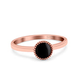 Petite Dainty Lab Opal Ring Solid Round Oxidized 925 Sterling Silver