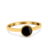 Petite Dainty Lab Opal Ring Solid Round Oxidized 925 Sterling Silver