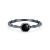 Petite Dainty Round Promise Ring Band Oxidized 925 Sterling Silver (8mm)