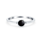 Petite Dainty Round Promise Ring Band Oxidized 925 Sterling Silver (8mm)