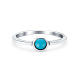 Petite Dainty Round Promise Ring Band Oxidized 925 Sterling Silver (8mm)