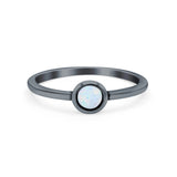 Petite Dainty Round Promise Ring Band Oxidized 925 Sterling Silver (8mm)