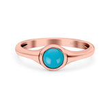 Petite Dainty Round Lab Opal Promise Ring Solid Oxidized 925 Sterling Silver (6mm)