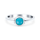 Petite Dainty Round Lab Opal Promise Ring Solid Oxidized 925 Sterling Silver (6mm)