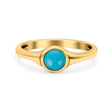 Petite Dainty Round Lab Opal Promise Ring Solid Oxidized 925 Sterling Silver (6mm)