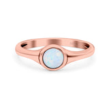 Petite Dainty Round Lab Opal Promise Ring Solid Oxidized 925 Sterling Silver (6mm)