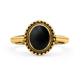 Petite Dainty Lab Opal Ring Solid Round Oxidized 925 Sterling Silver