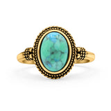 Petite Dainty Vintage Style Lab Opal Ring Solid Oval Oxidized 925 Sterling Silver