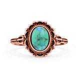 Vintage Style Petite Dainty Lab Opal Ring Solid Oval Oxidized 925 Sterling Silver