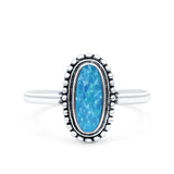 Vintage Style Oval Lab Opal Ring Solid Oxidized 925 Sterling Silver (13mm)