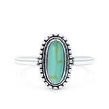 Vintage Style Oval Lab Opal Ring Solid Oxidized 925 Sterling Silver (13mm)