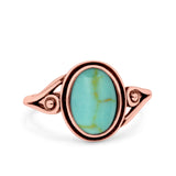 Petite Dainty Oval Lab Opal Vintage Style Ring Oxidized Solid 925 Sterling Silver 925 Sterling Silver