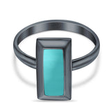 16mm Radiant Cut Solitaire Ring Thumb Ring Simulated Turquoise 925 Sterling Silver