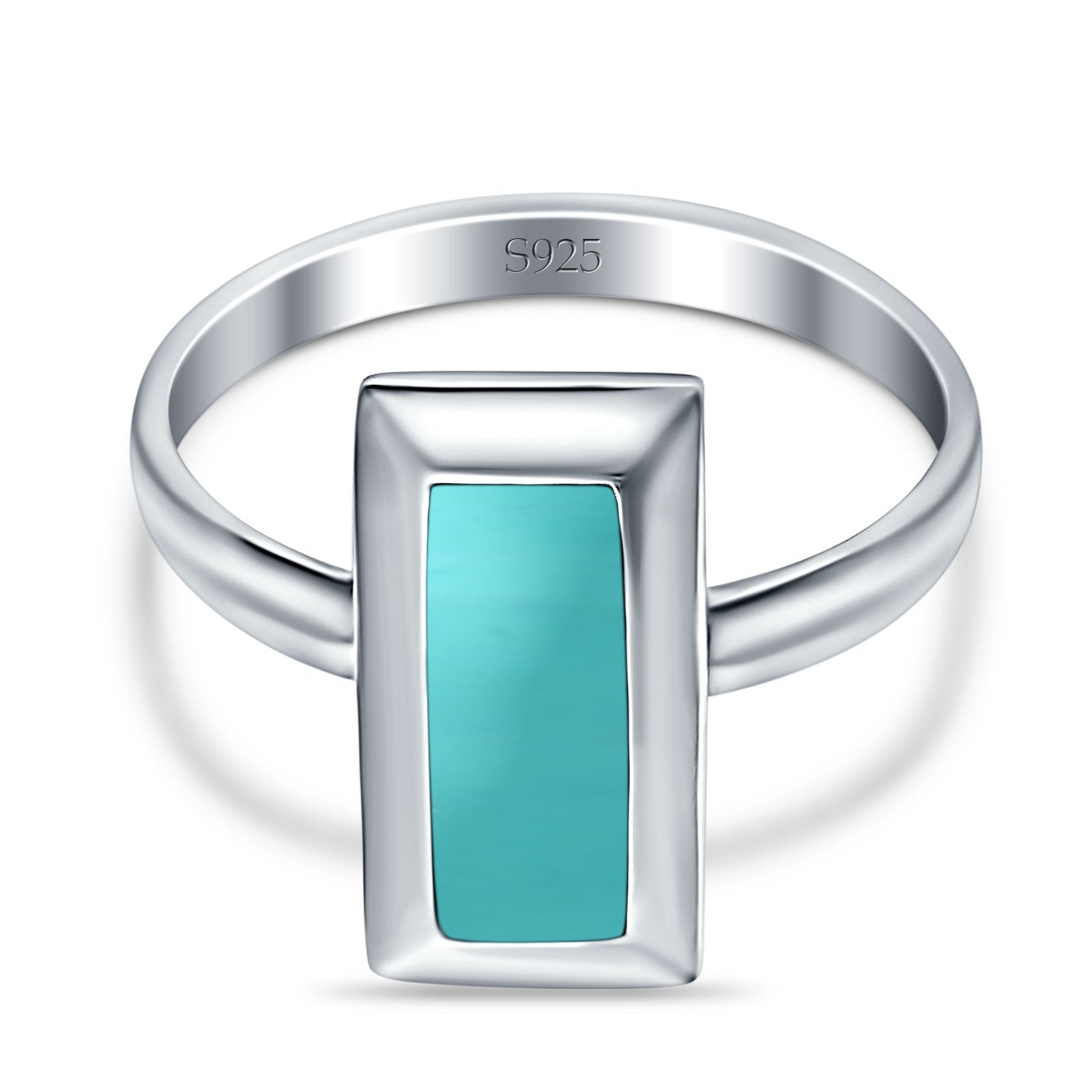 16mm Radiant Cut Solitaire Ring Thumb Ring Simulated Turquoise 925 Sterling Silver