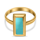 16mm Radiant Cut Solitaire Ring Thumb Ring Simulated Turquoise 925 Sterling Silver