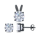 Jewelry Matching Set Pendant Earring Round Simulated Cubic Zirconia 925 Sterling Silver