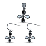 Clover Jewelry Matching Set Pendant Drop Dangle Earring Created Opal 925 Sterling Silver