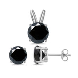 Jewelry Matching Set Pendant Earring Round Simulated Cubic Zirconia 925 Sterling Silver