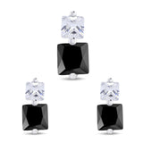 Pendant Earring Jewelry Matching Set Princess Simulated Cubic Zirconia 925 Sterling Silver