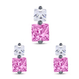 Pendant Earring Jewelry Matching Set Princess Simulated Cubic Zirconia 925 Sterling Silver