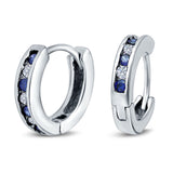 Eternity Huggie Hoop Earrings Channel Round Simulated CZ 925 Sterling Silver (16mm)