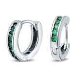 Eternity Huggie Hoop Earrings Channel Round Simulated CZ 925 Sterling Silver (16mm)