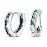 Eternity Huggie Hoop Earrings Channel Round Simulated CZ 925 Sterling Silver (16mm)
