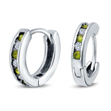 Eternity Huggie Hoop Earrings Channel Round Simulated CZ 925 Sterling Silver (16mm)