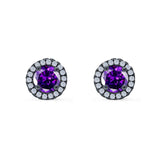 Wedding Stud Earrings Simulated Round CZ 925 Sterling Silver