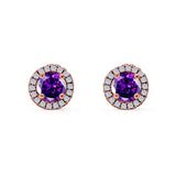 Wedding Stud Earrings Simulated Round CZ 925 Sterling Silver